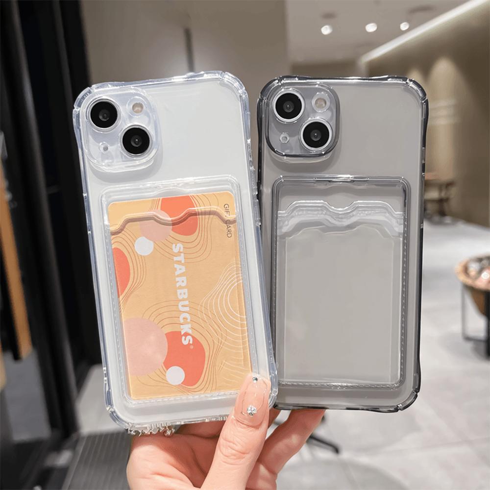 Dual Phone Holder - Casing Ponsel Transparan dengan Tempat Kartu