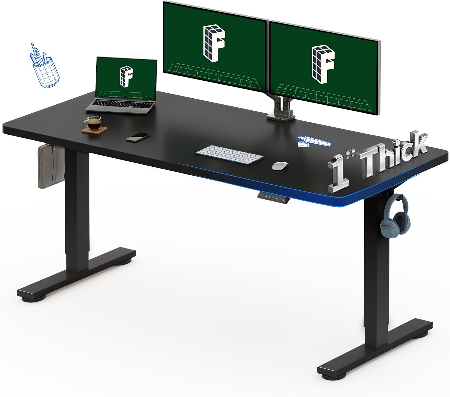 Desk Setup One Monitor - FLEXISPOT Meja Berdiri Elektrik 60