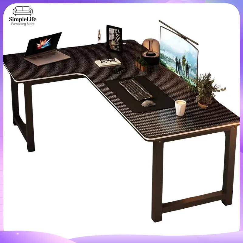 Desk Setup L Shaped - Meja Gaming Sudut dengan Rak Penyimpanan