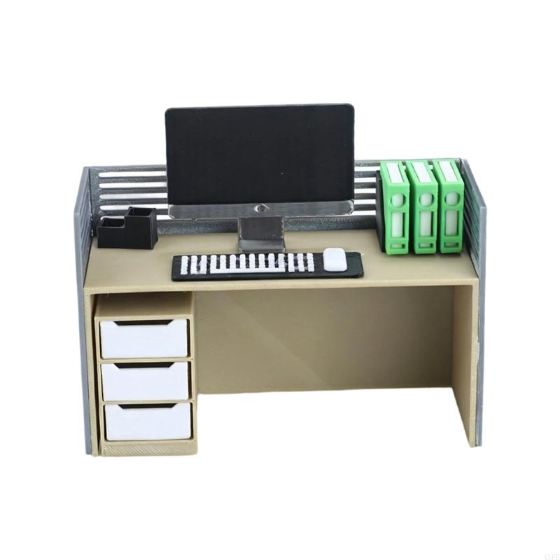 Desk Setup Natural - Set Meja Rekan Kerja Miniatur Termasuk