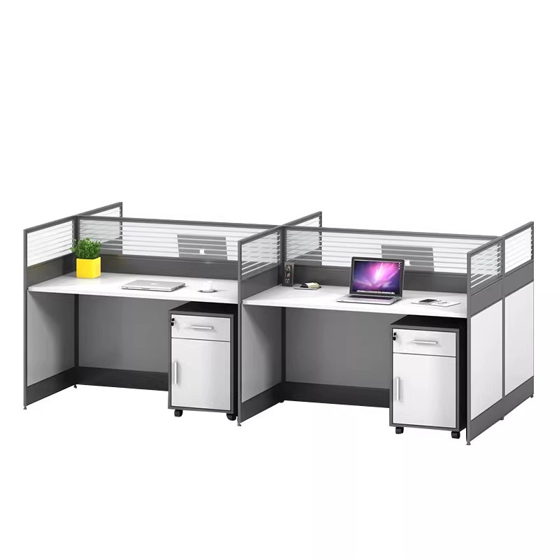 Desk Setup L Shaped - Meja Kantor Putih untuk 2, 4,