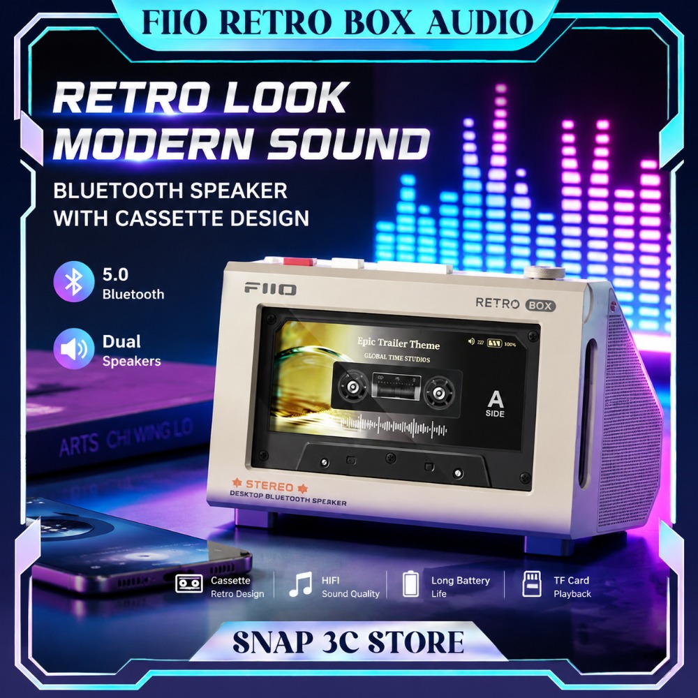Speaker Desk Setup - FiiO RETRO BOX Speaker Stereo Bluetooth