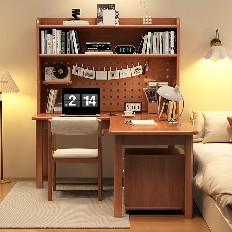 Desk Setup L Shaped - Meja Sudut Kayu Solid Bentuk L