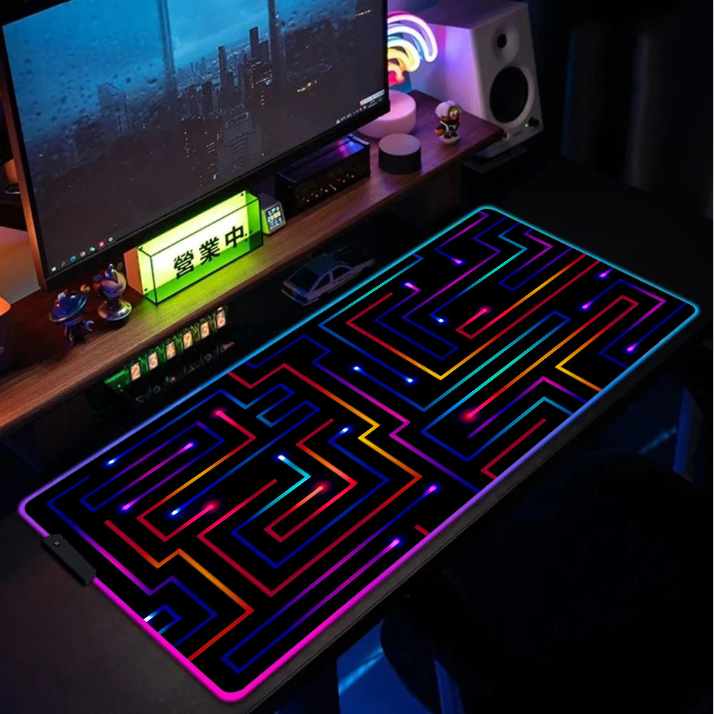 Desk Setup Rgb - Xxl Mouse Pad 900X400 Neon Circuit