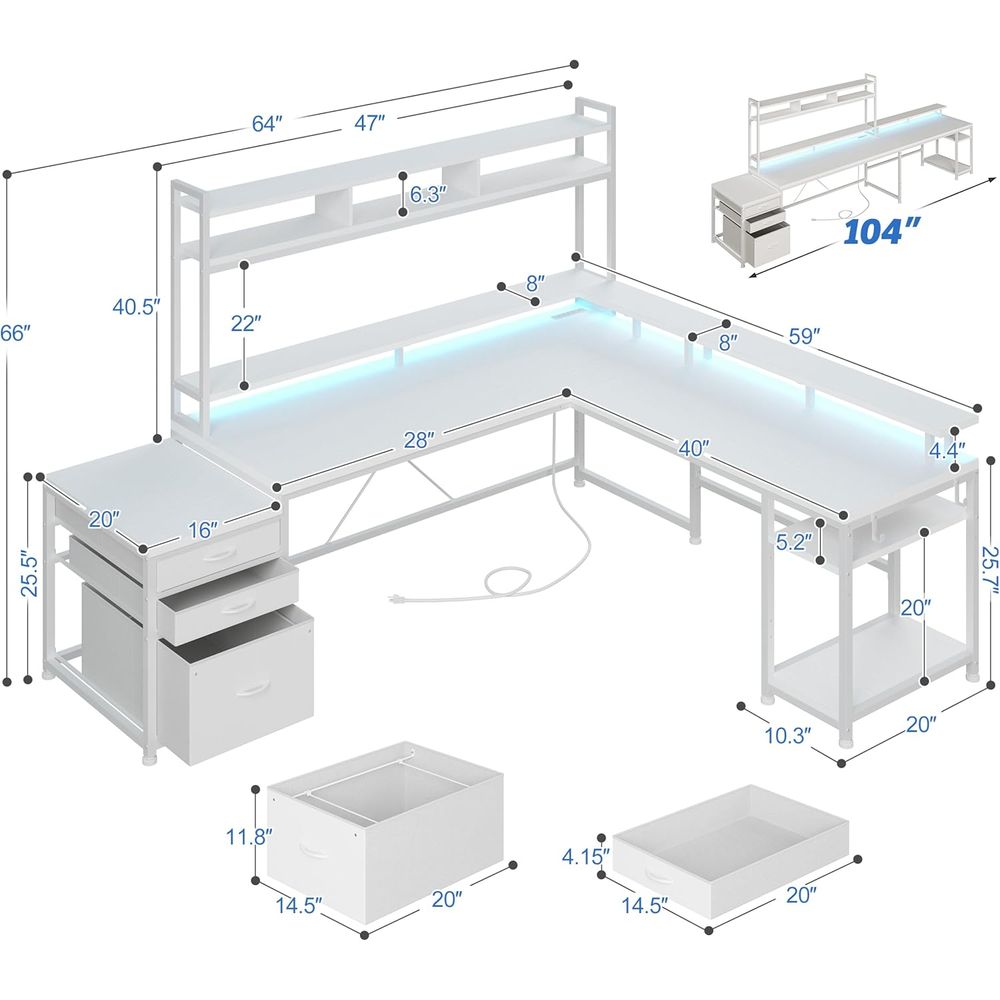 Meja Kerja Bentuk L 104-inci u - Desk Setup L Shaped ulasan dan harga