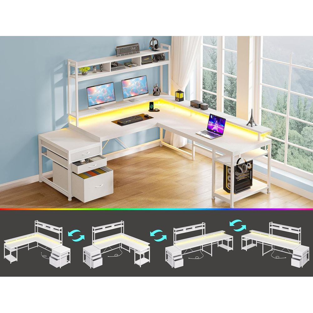 Meja Kerja Bentuk L 104-inci u - Desk Setup L Shaped ulasan dan harga