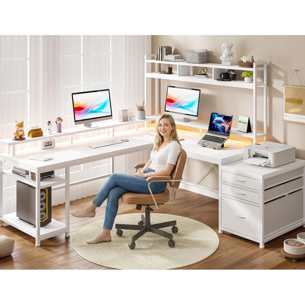 Meja Kerja Bentuk L 104-inci u - Desk Setup L Shaped ulasan dan harga