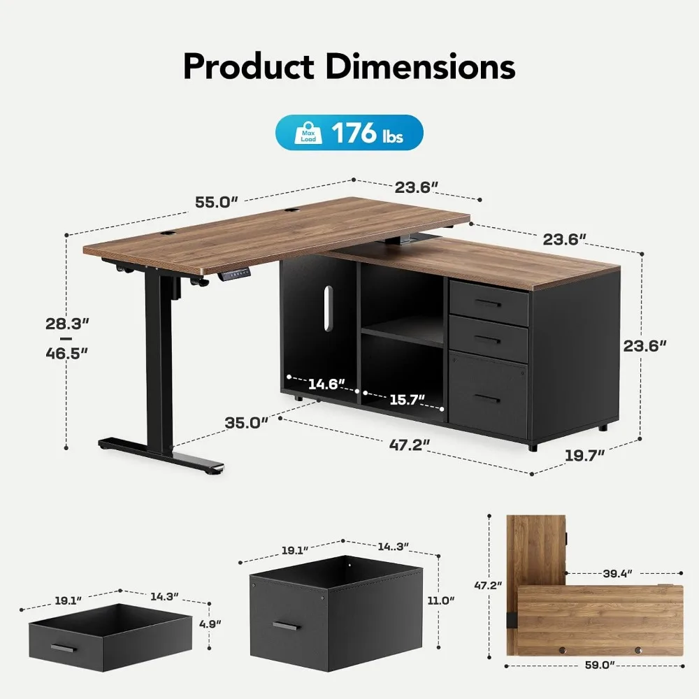 HUANUO Meja Berdiri Berbentuk  - Desk Setup L Shaped ulasan dan harga