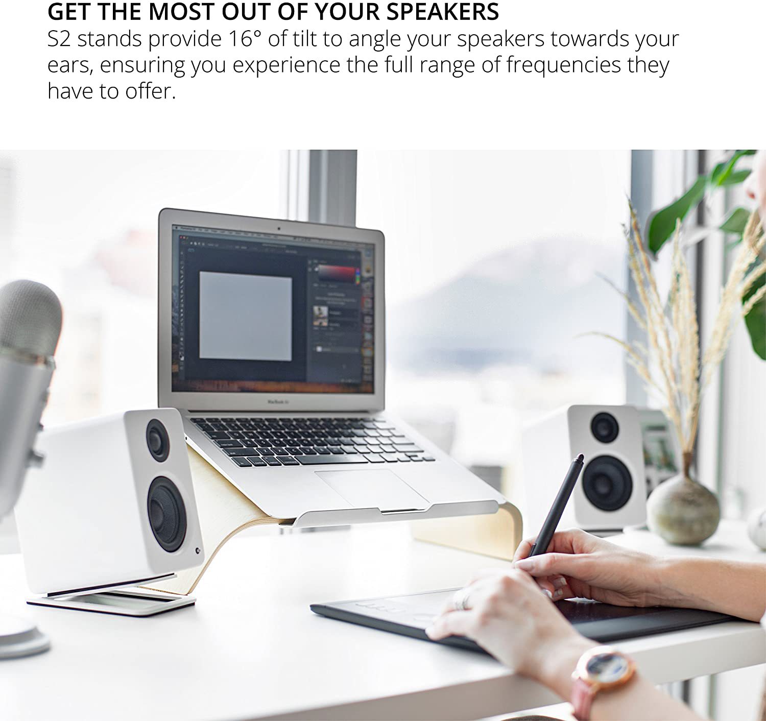 2 buah dudukan Speaker Desktop - Speaker Desk Setup ulasan dan harga