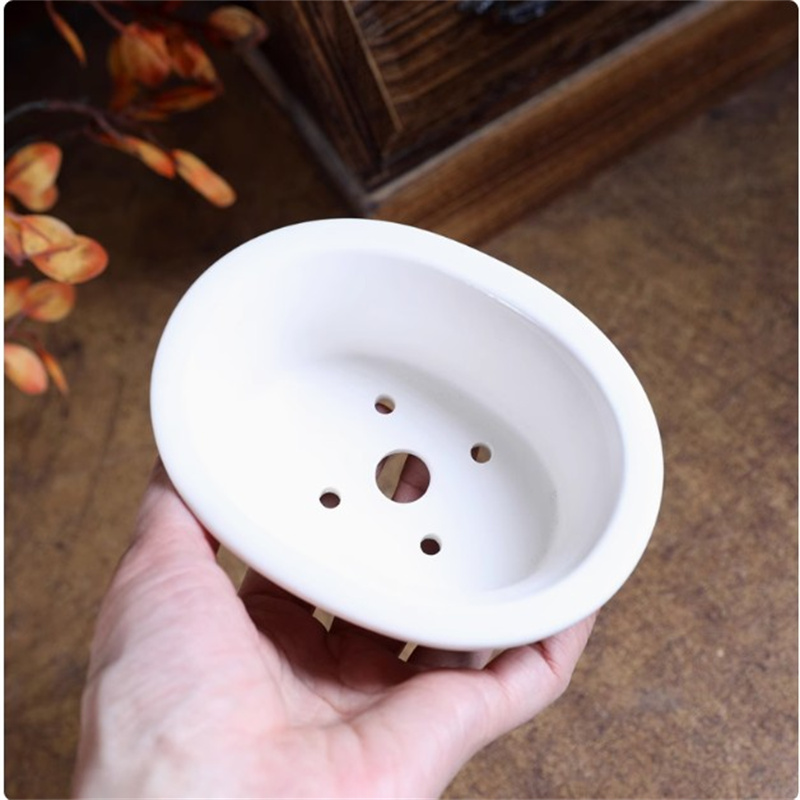 Pot Bonsai Oval Putih Porselen - Plant Pot Small Desk ulasan dan harga