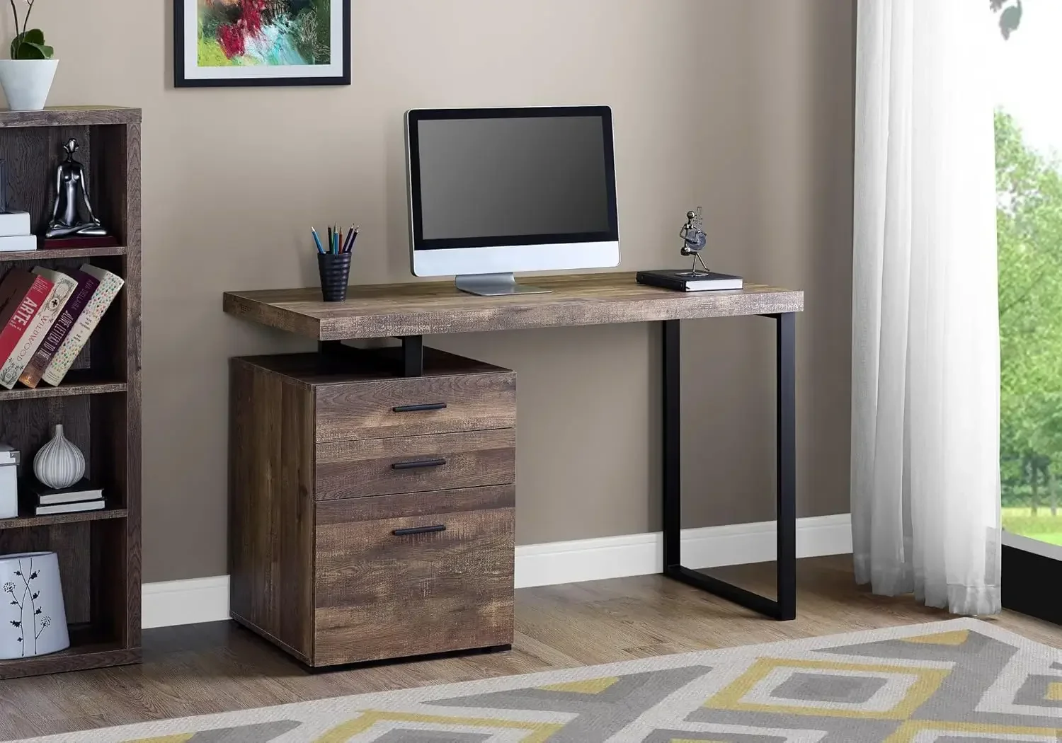 Meja Komputer dengan Lemari Ar - Desk Setup L Shaped ulasan dan harga