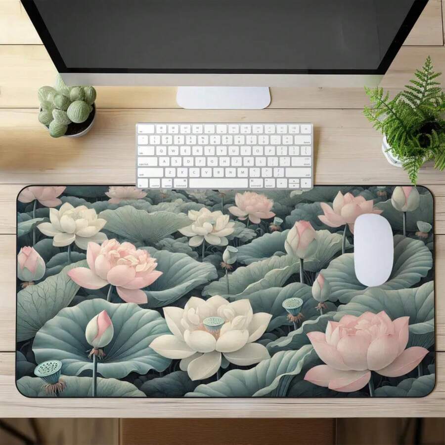Alas Meja Bunga Teratai Besar  - Desk Setup Natural ulasan dan harga
