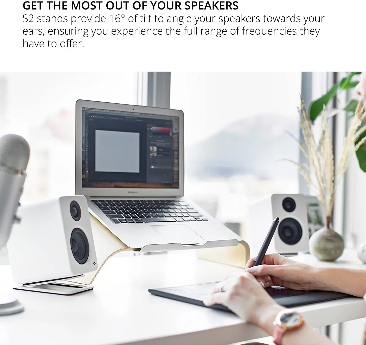 2 buah dudukan Speaker Desktop - Speaker Desk Setup ulasan dan harga