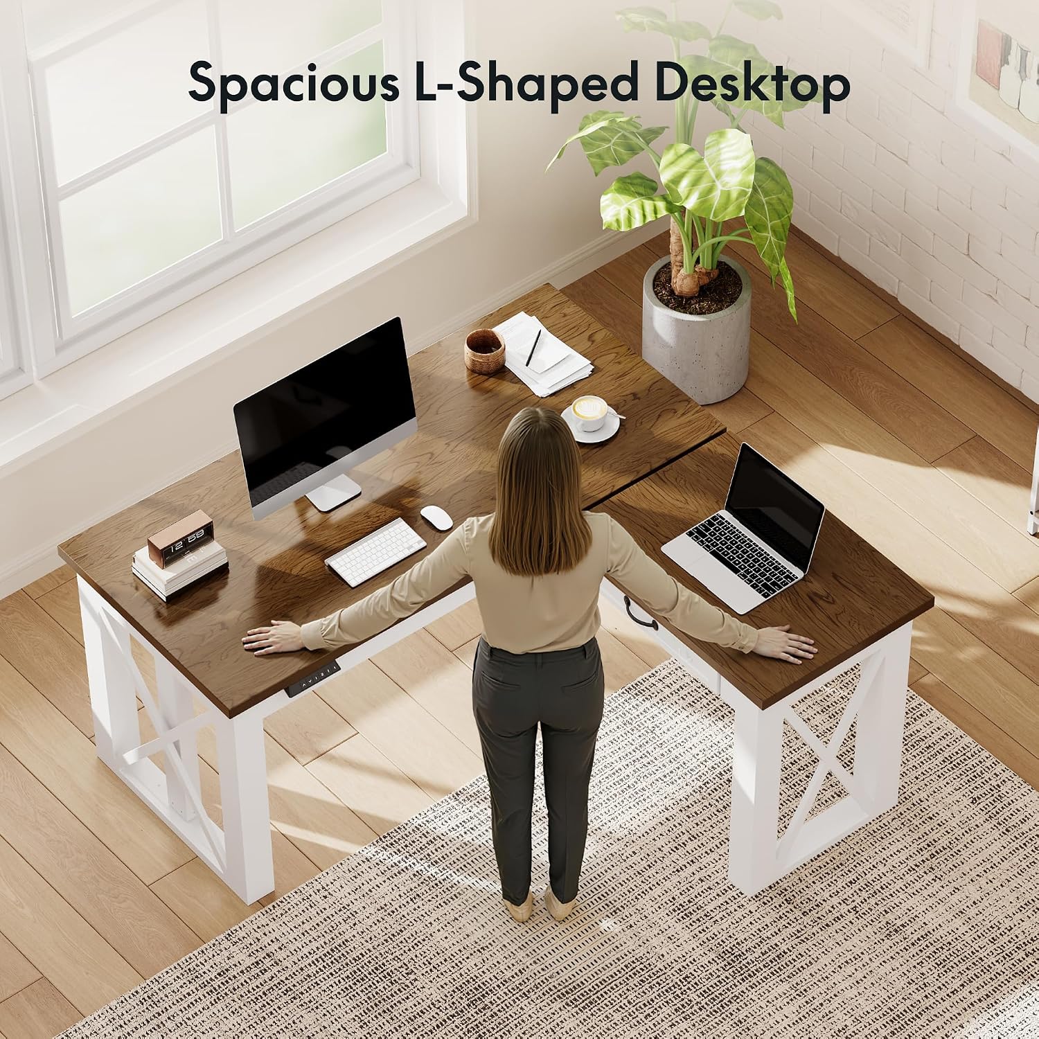 Meja Kerja Berbentuk L dengan  - Desk Setup L Shaped ulasan dan harga