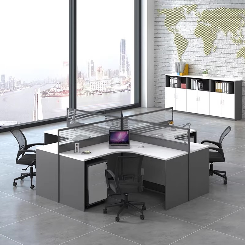 Meja Kantor Putih untuk 2, 4,  - Desk Setup L Shaped ulasan dan harga