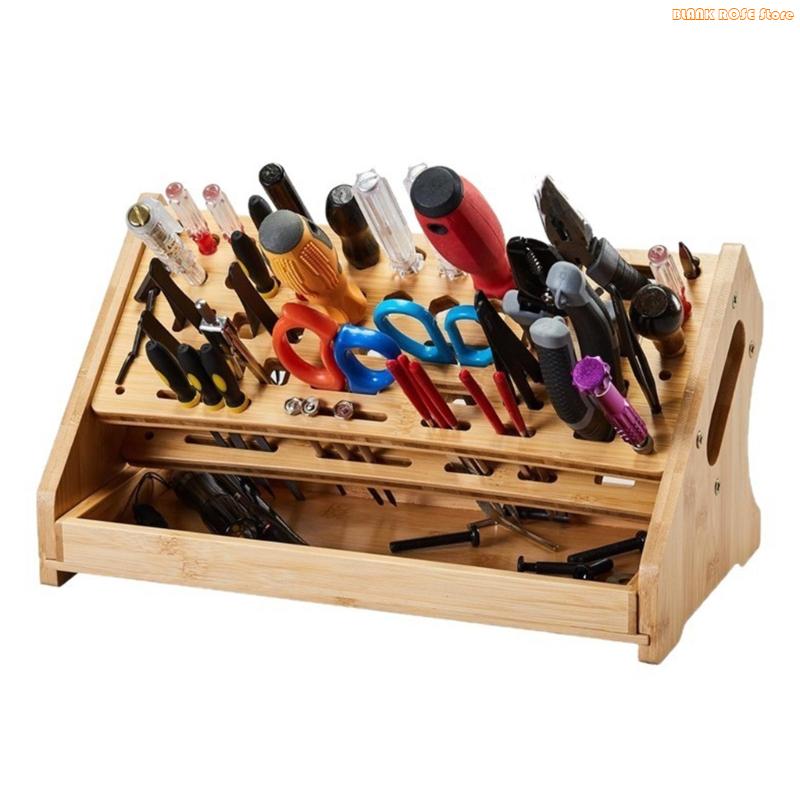 K1AE Rak Penyimpanan Kayu Alam - Desk Setup Natural ulasan dan harga