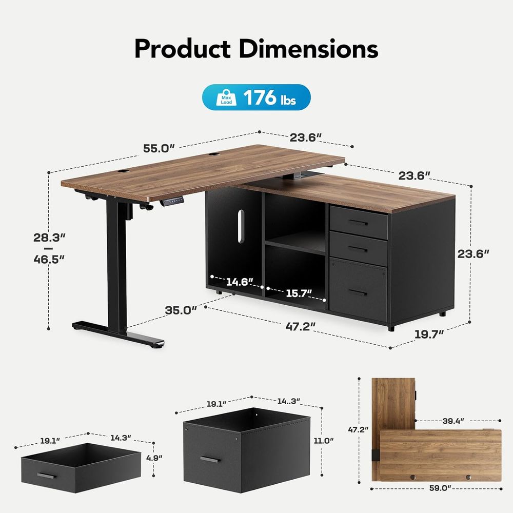 Meja Berdiri Bentuk L 55 Inci  - Desk Setup L Shaped ulasan dan harga